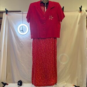 Vintage Erika Dress/Jacket Womens Large Maxi Long Cottagecore Floral Boho Hippie